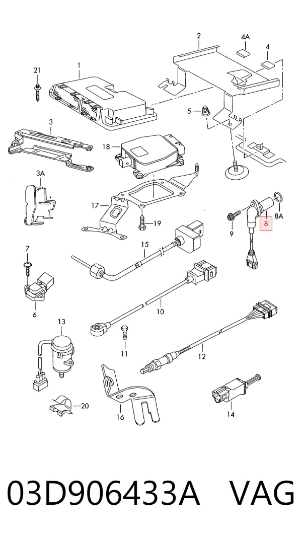 Sensor de posição (de revoluções) de cambota 03D906433A VAG