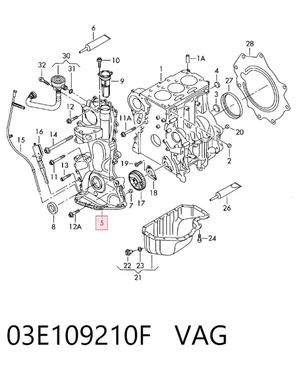 Tampa de motor dianteira 03E109210F VAG