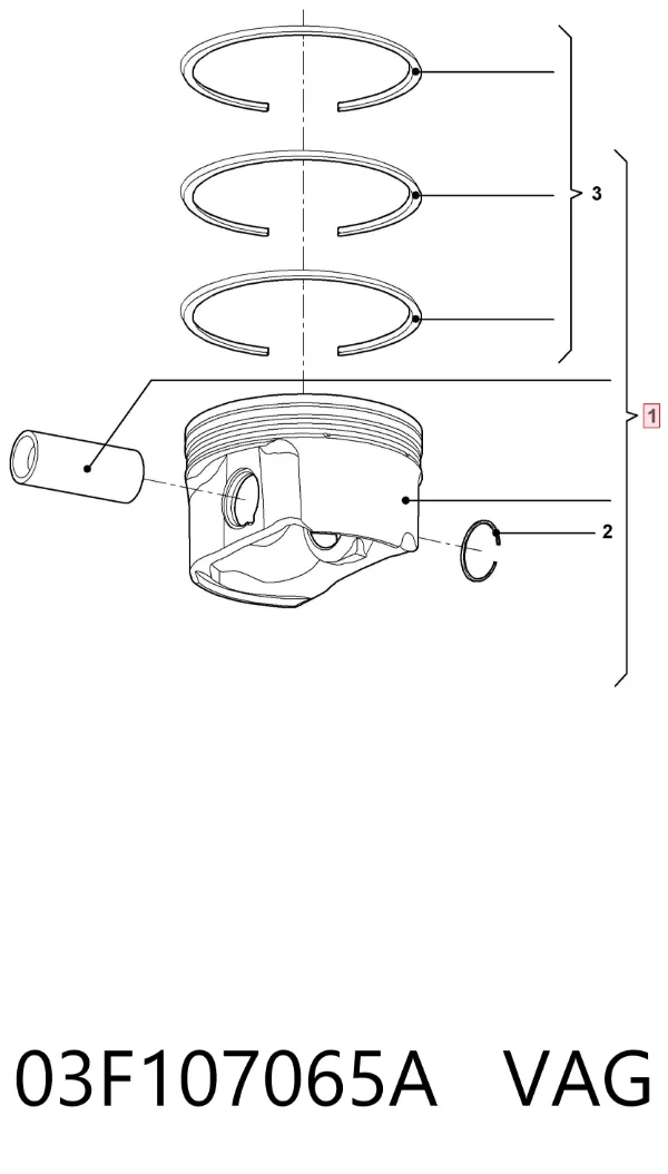 Pistão do kit para 1 cilindro, STD 03F107065A VAG
