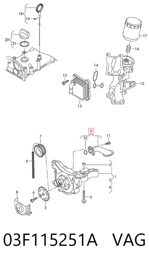 Receptor de óleo (coletor de óleo) 03F115251A VAG