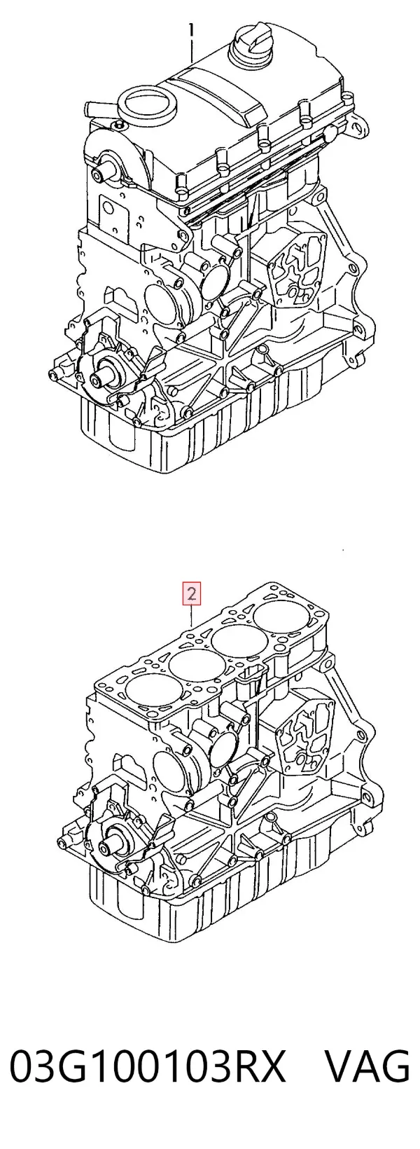 Bloco de cilindros de motor 03G100103RX VAG