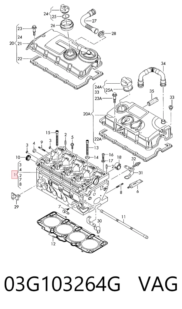 Cabeça de motor (CBC) 03G103264G VAG