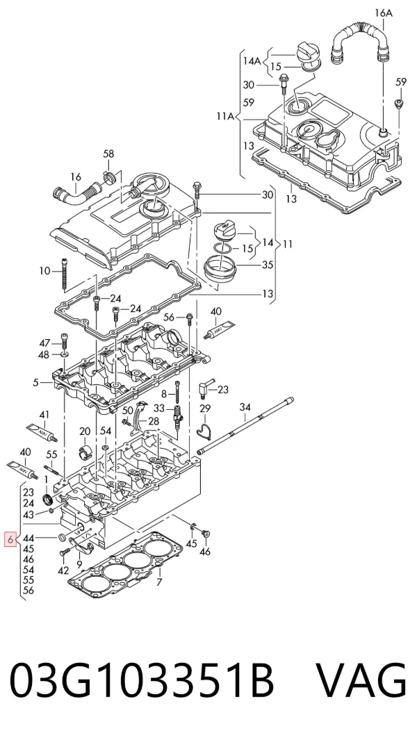 Cabeça de motor (CBC) 03G103351B VAG