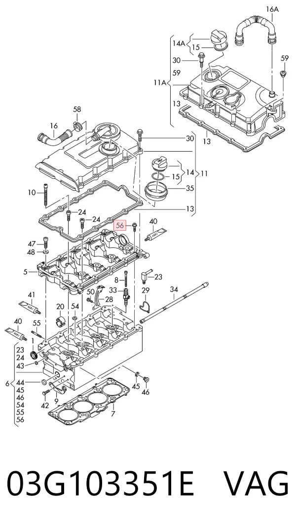 Cabeça de motor (CBC) 03G103351E VAG