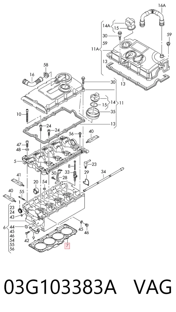 Vedante de cabeça de motor (CBC) 03G103383A VAG