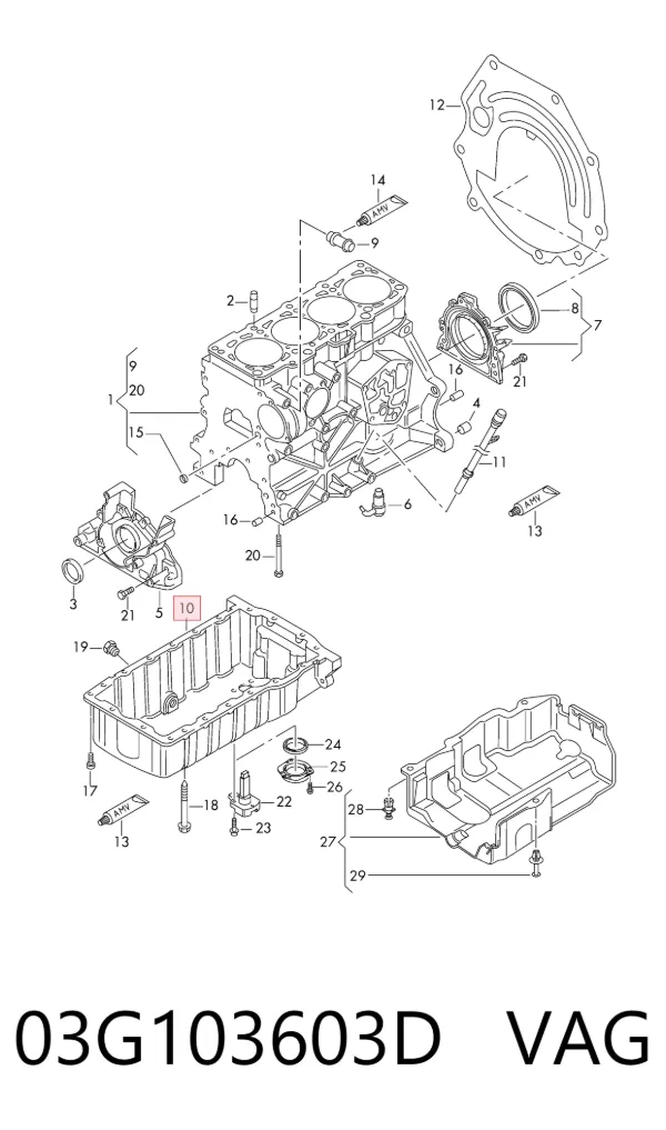 Panela de óleo de cárter do motor V109496 VEMO/Vaico