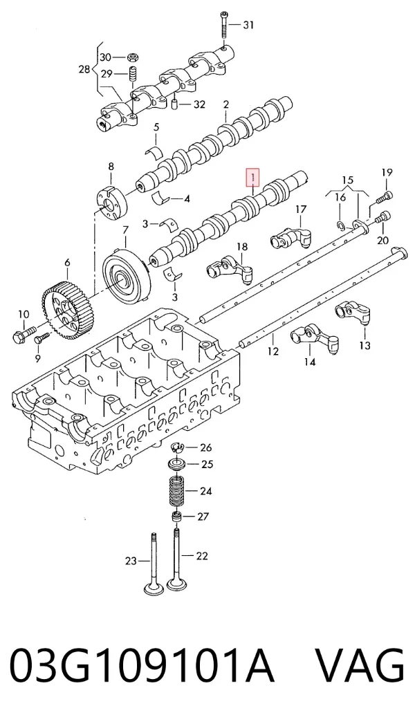Árvore distribuidora de motor de admissão 03G109101A VAG