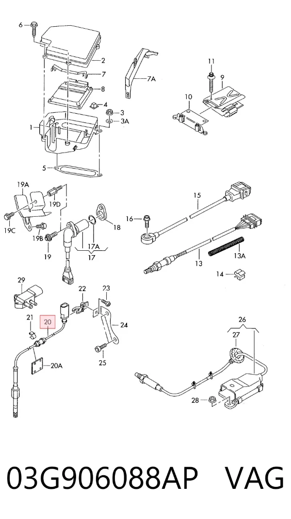 Sensor de temperatura dos gases de escape (GE), antes de turbina 03G906088AP VAG