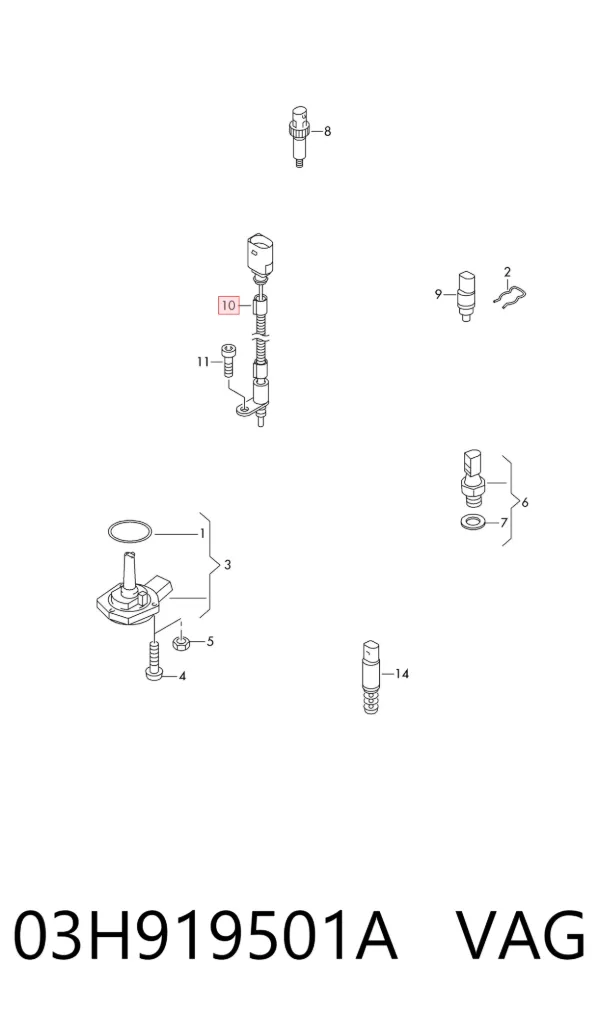 Sensor de temperatura do fluido de esfriamento, no dispositivo 03H919501A VAG