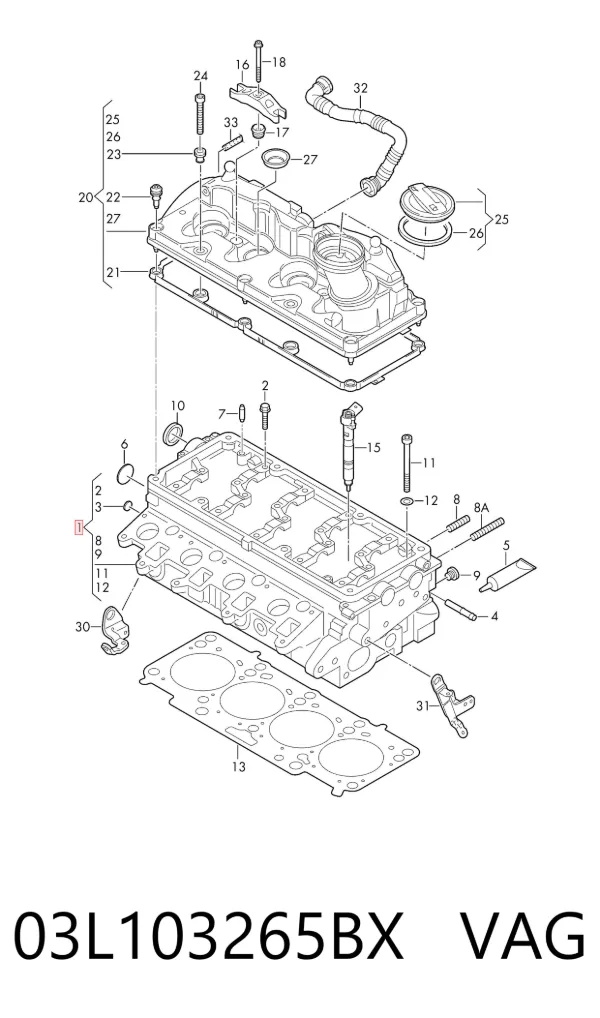 Cabeça de motor (CBC) 03L103265BX VAG