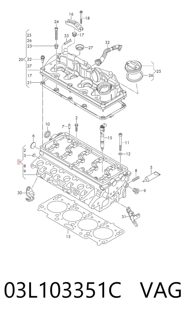 Cabeça de motor (CBC) 03L103351C VAG