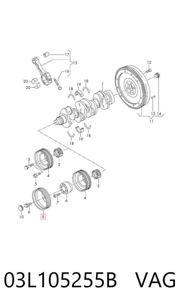 Polia de cambota 03L105255B VAG