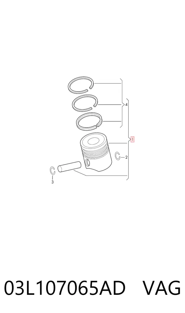 Pistão do kit para 1 cilindro, STD 03L107065AD VAG