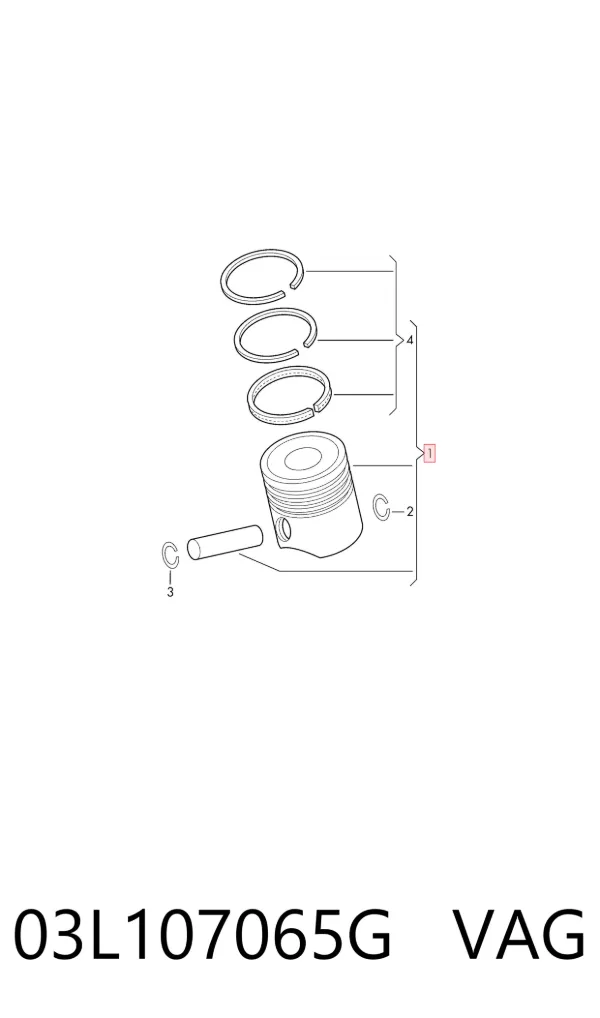 Pistão do kit para 1 cilindro, STD 03L107065G VAG