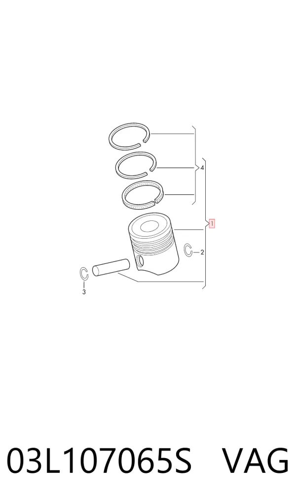 Pistão do kit para 1 cilindro, STD 03L107065S VAG