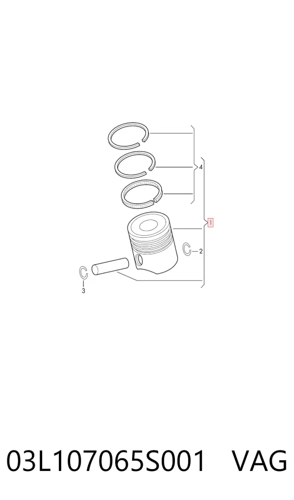 Pistão do kit para 1 cilindro, STD 03L107065S001 VAG