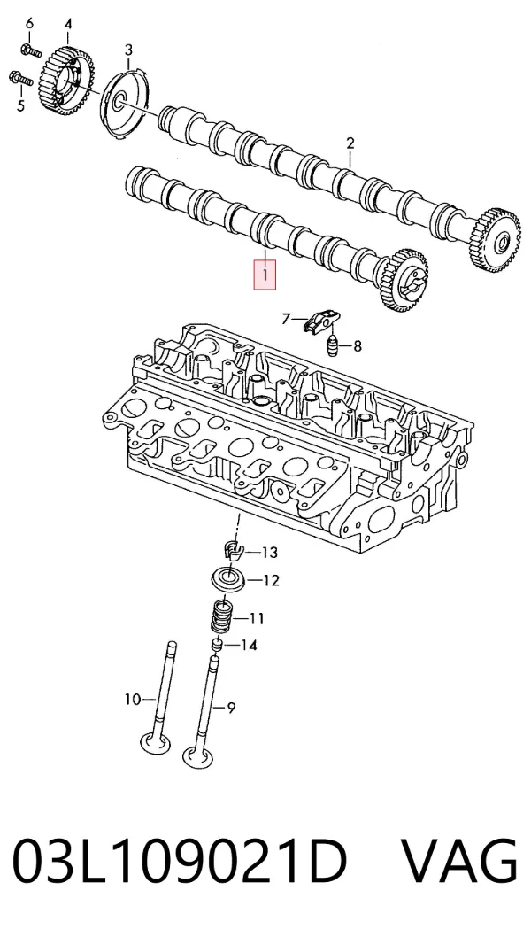 Árvore distribuidora de motor de admissão 03L109021D VAG