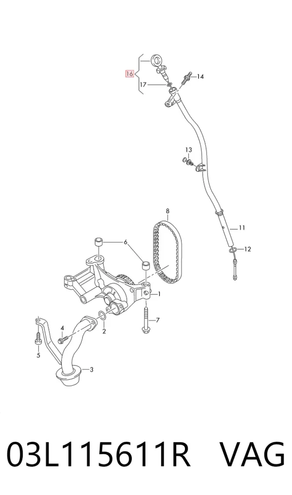 Sonda (indicador) do nível de óleo no motor 03L115611R VAG