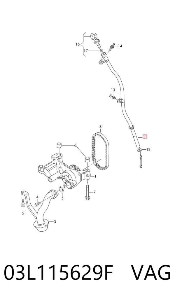 Sonda (indicador) do nível de óleo no motor 03L115629F VAG