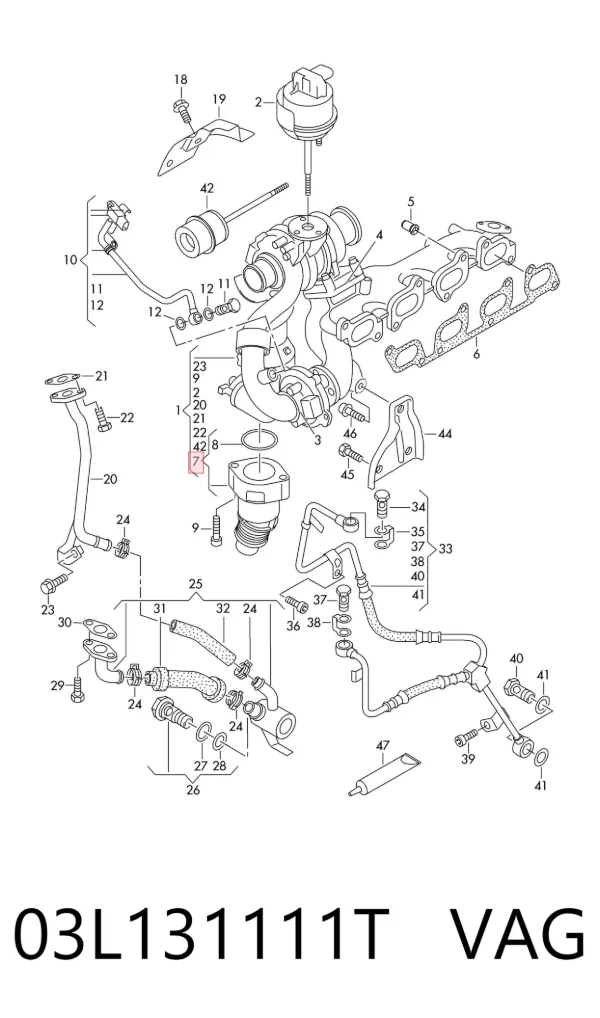 Cano derivado de turbina dos gases de escape 03L131111T VAG