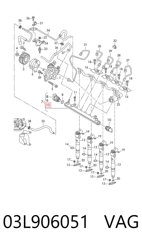 Sensor de pressão de combustível 03L906051 VAG