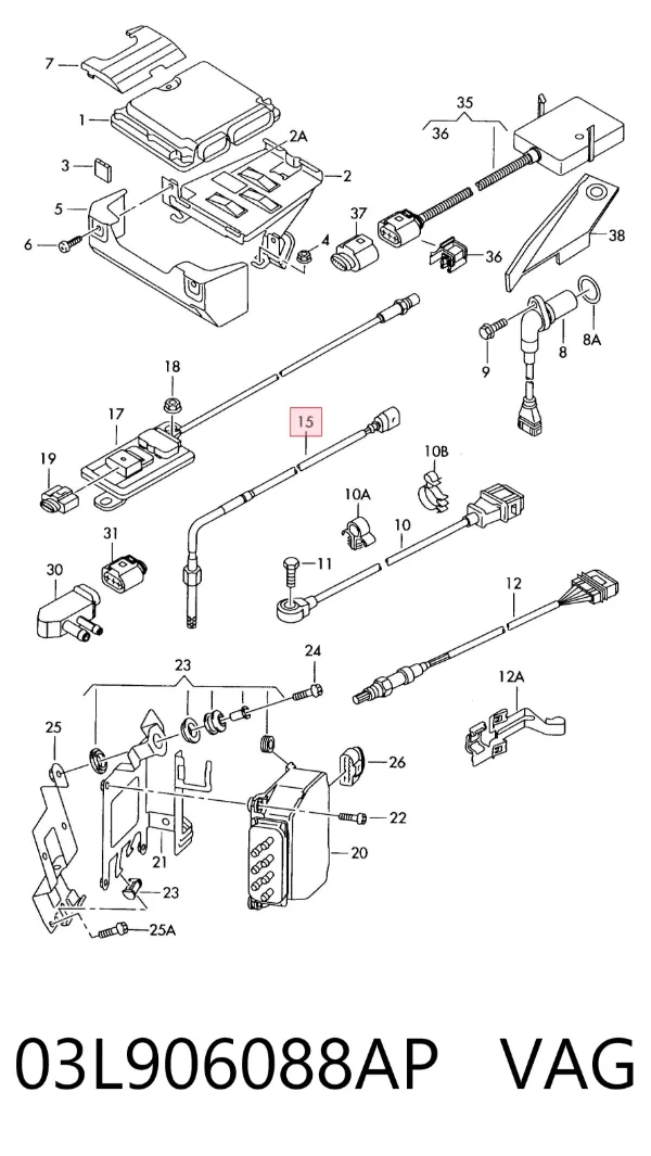 Sensor de temperatura dos gases de escape (GE), antes de turbina 03L906088AP VAG