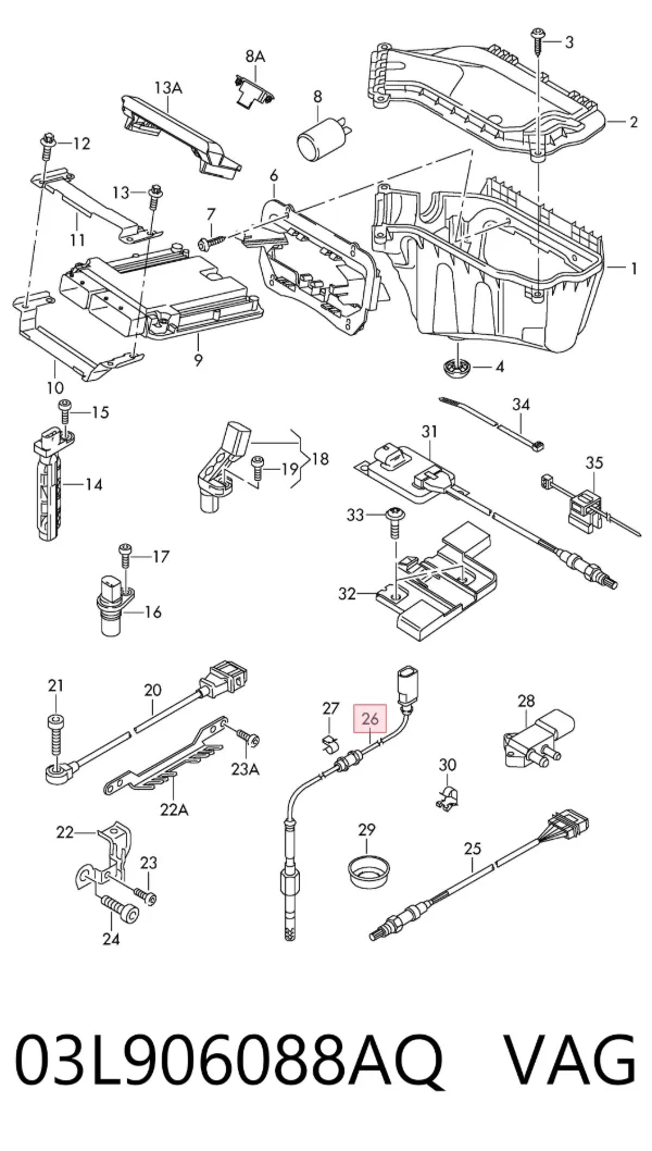 Sensor de temperatura dos gases de escape (GE), antes de turbina 03L906088AQ VAG