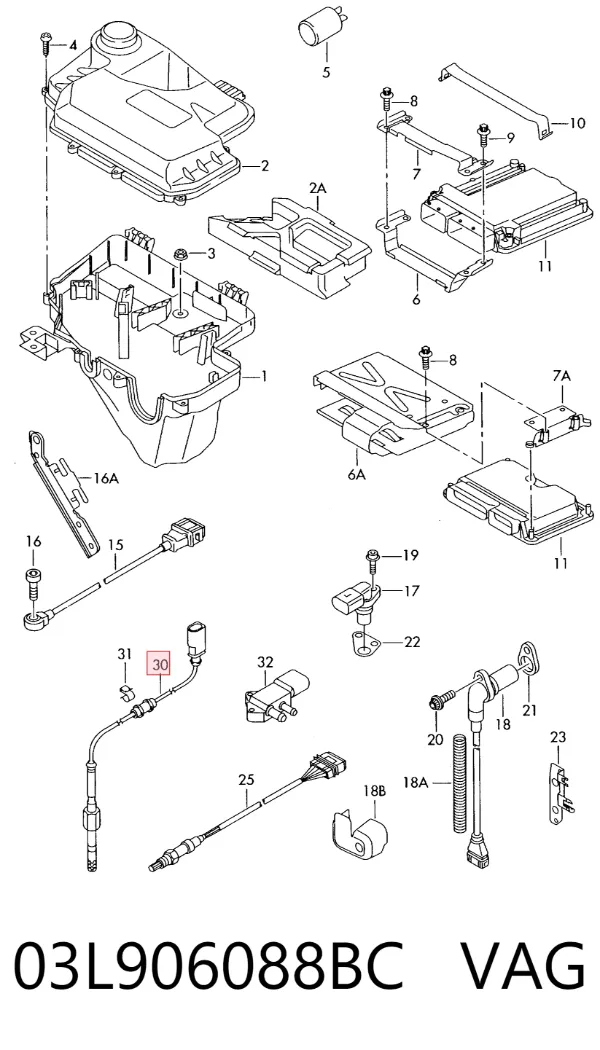 Sensor de temperatura dos gases de escape (GE), antes de turbina 03L906088BC VAG