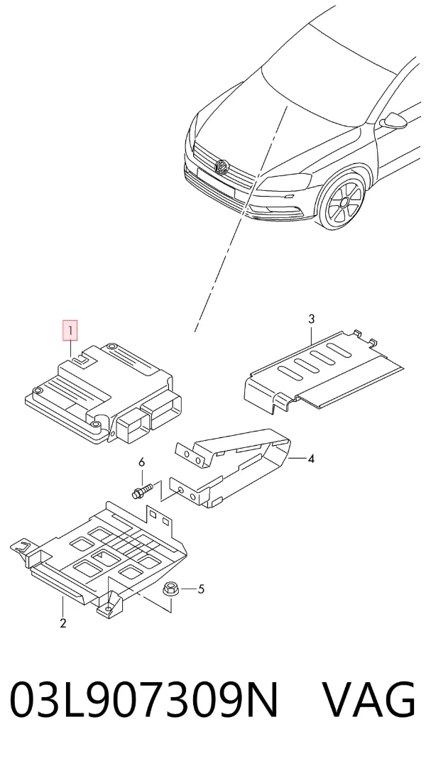 Módulo de direção (Centralina eletrônica) de motor 03L907309N VAG