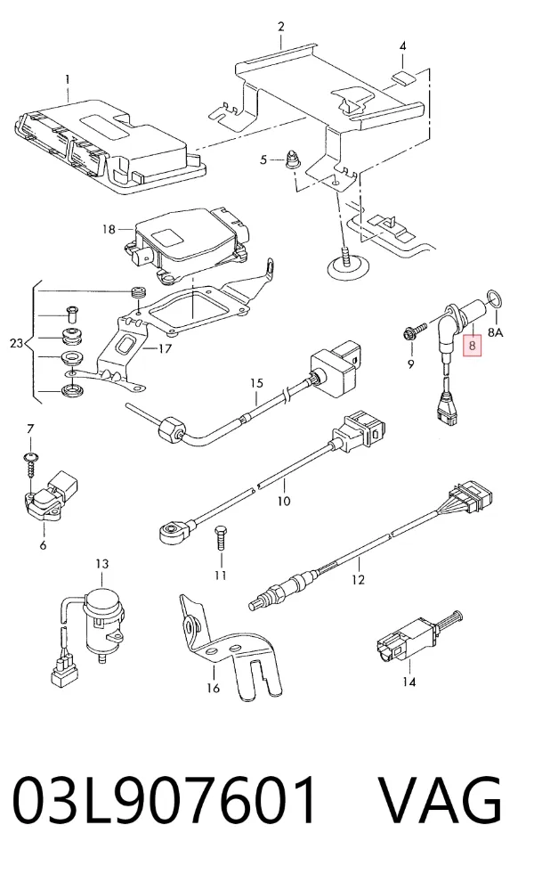 Sensor de posição da árvore distribuidora 03L907601 VAG