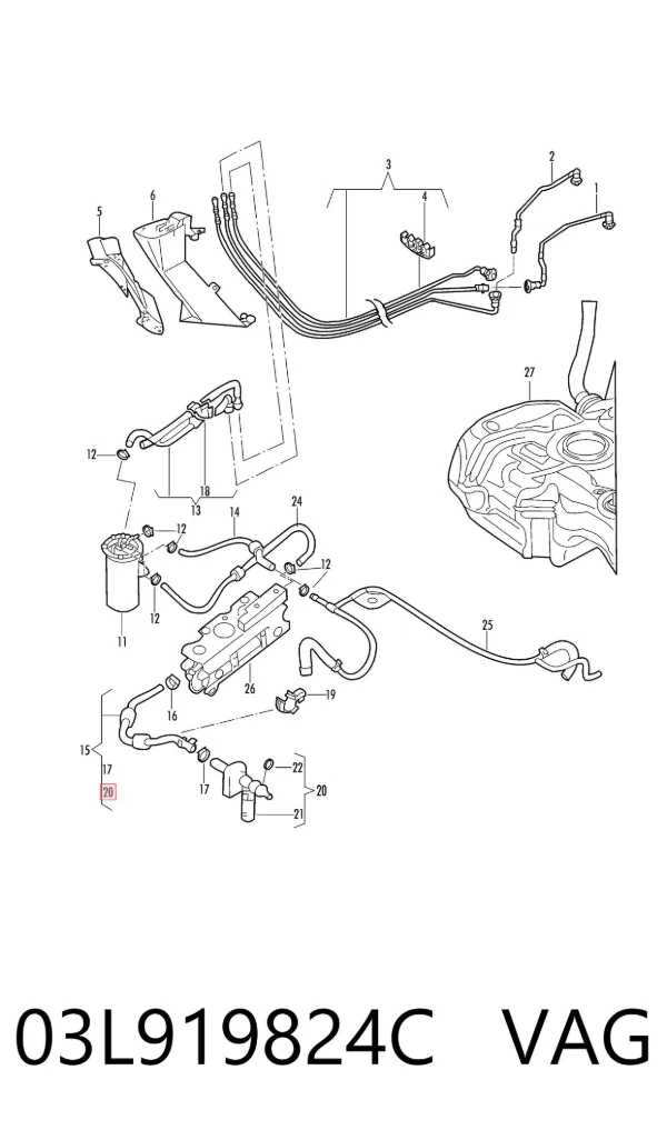 Sensor de temperatura de combustível 03L919824C VAG