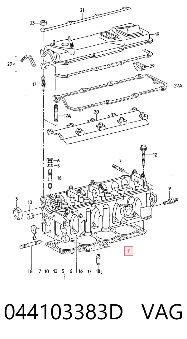Vedante de cabeça de motor (CBC) 044103383D VAG