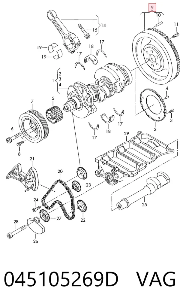 Volante de motor 045105269D VAG