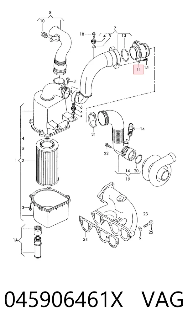 Sensor de fluxo (consumo) de ar, medidor de consumo M.A.F. - (Mass Airflow) 045906461X VAG