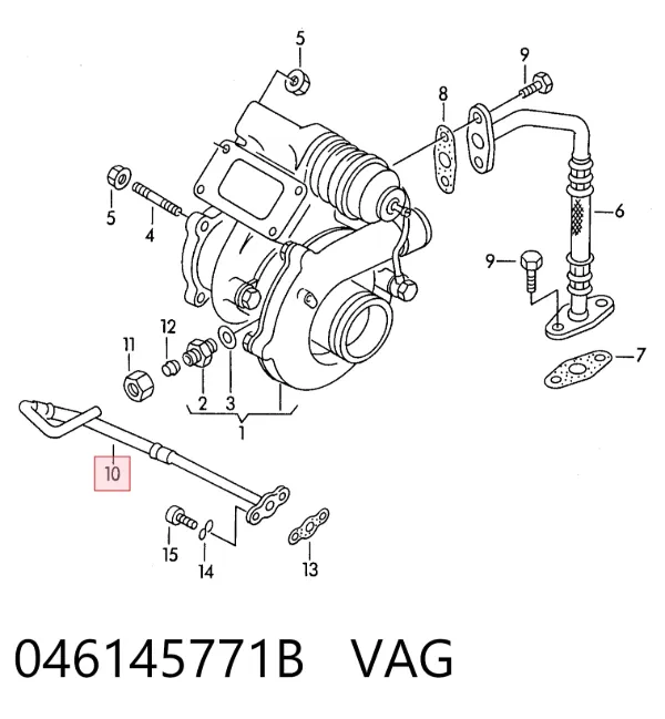 Tubo (mangueira) de fornecimento de óleo de turbina 046145771B VAG