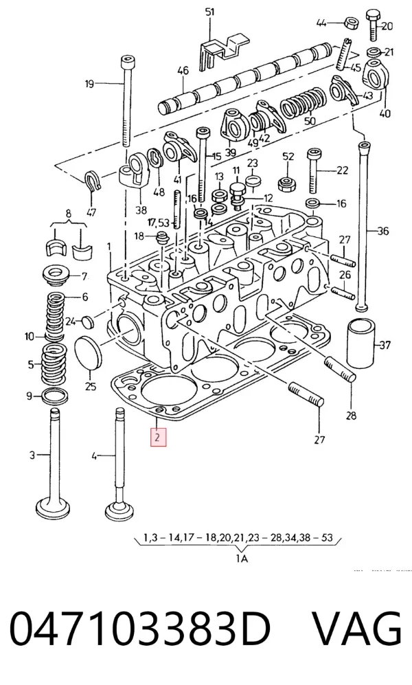 Vedante de cabeça de motor (CBC) 047103383D VAG