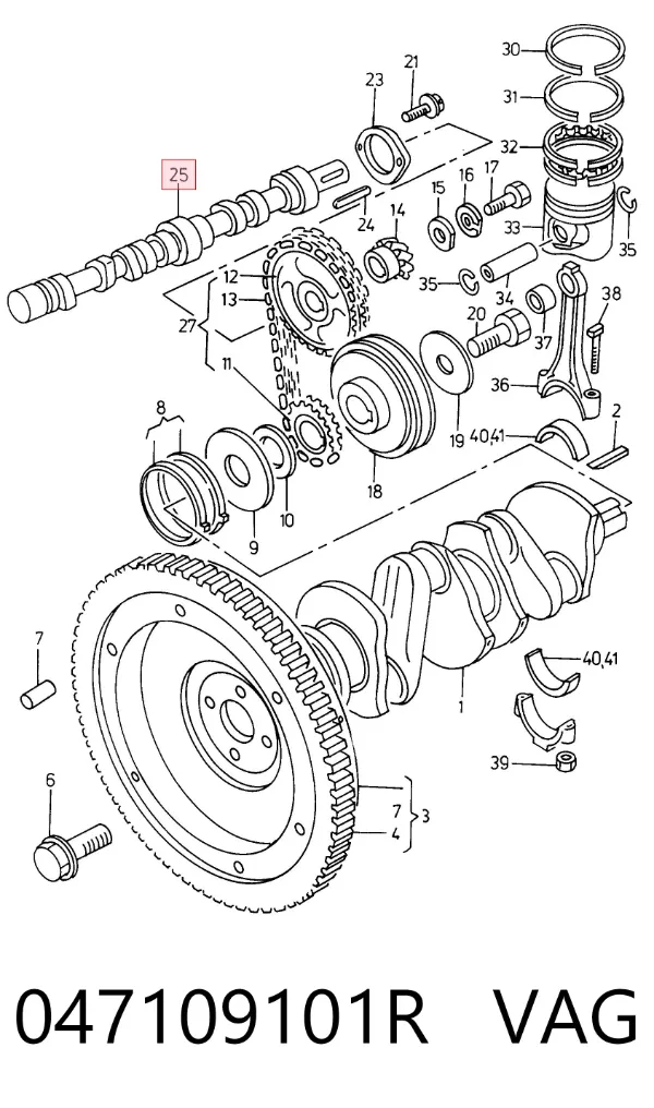 Árvore distribuidora de motor 047109101R VAG