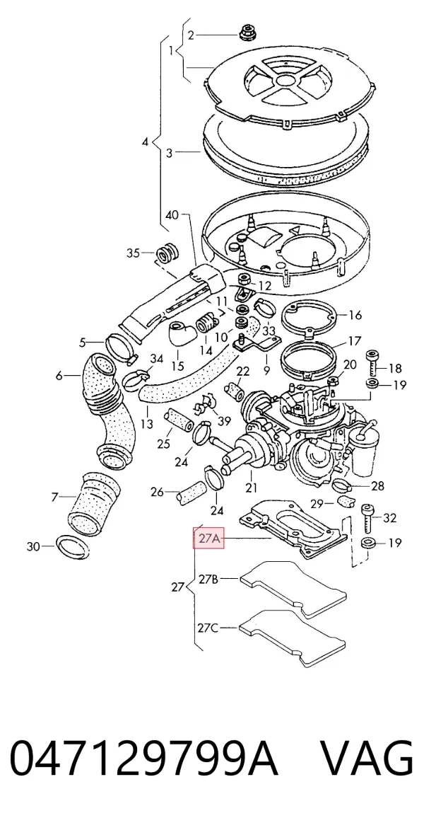 Flange de carburador 047129799A VAG
