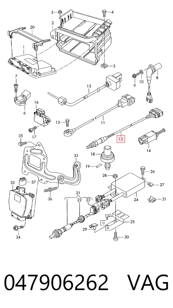 Sonda lambda, sensor de oxigênio até o catalisador 047906262 VAG