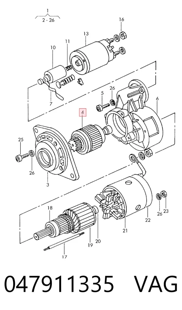Roda-livre do motor de arranco 047911335 VAG