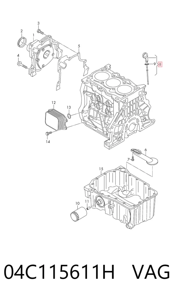 Sonda (indicador) do nível de óleo no motor 04C115611H VAG