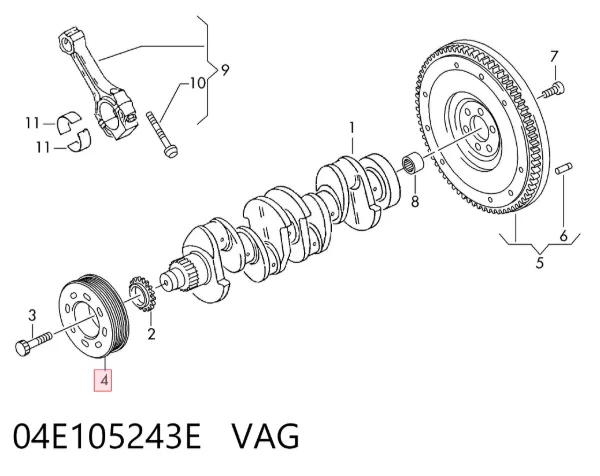 Polia de cambota 04E105243E VAG