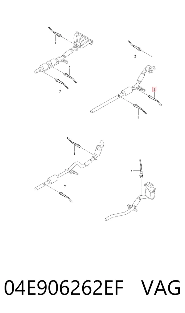 Sonda lambda, sensor de oxigênio até o catalisador 04E906262EF VAG