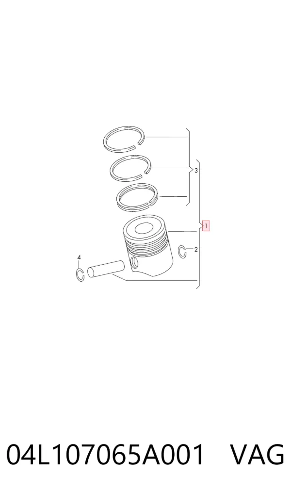 Pistão do kit para 1 cilindro, STD 04L107065A001 VAG