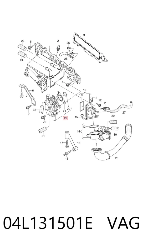 Válvula EGR de recirculação dos gases 04L131501E VAG