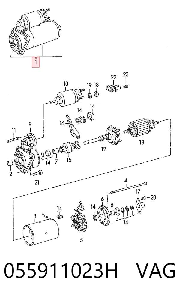 Motor de arranco 055911023H VAG