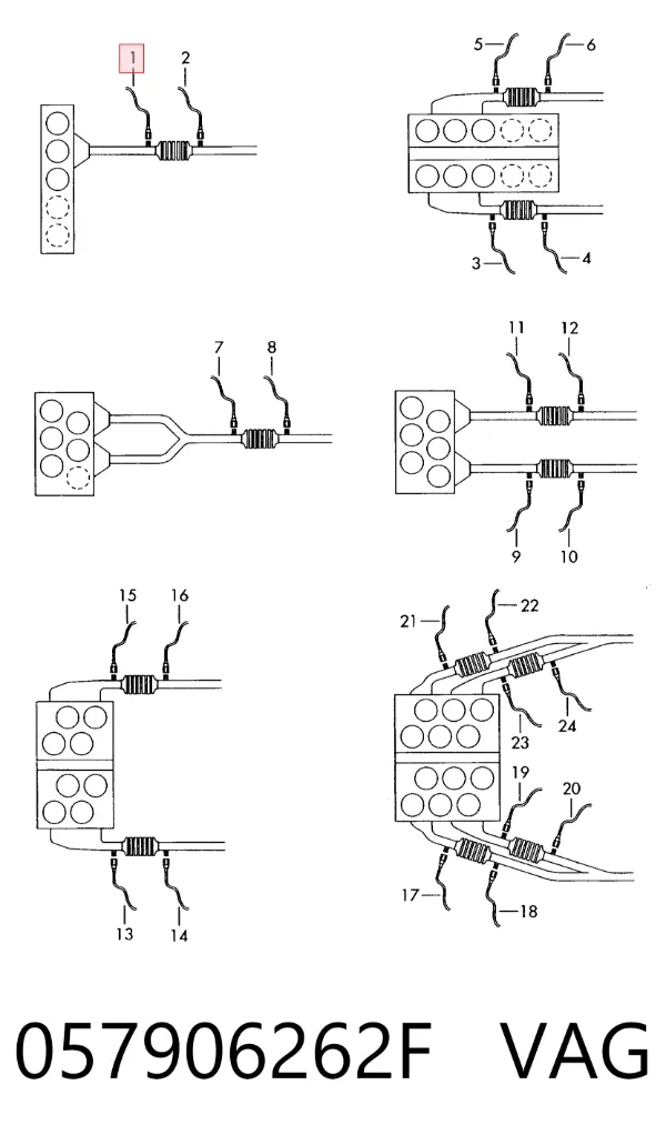 Sonda lambda, sensor de oxigênio até o catalisador 057906262F VAG