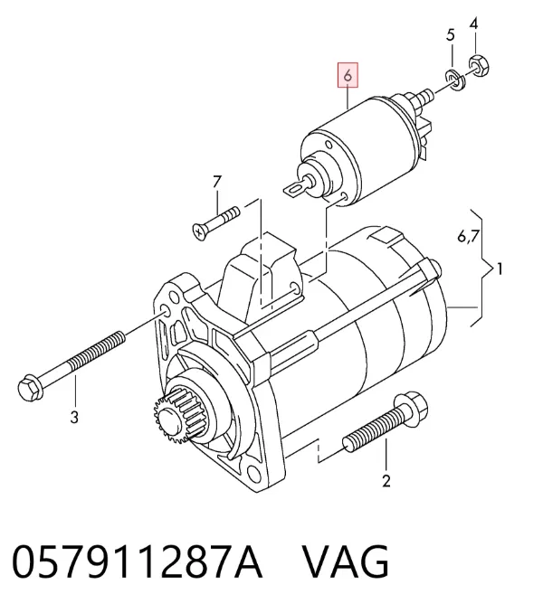 Relê retrator do motor de arranco 057911287A VAG