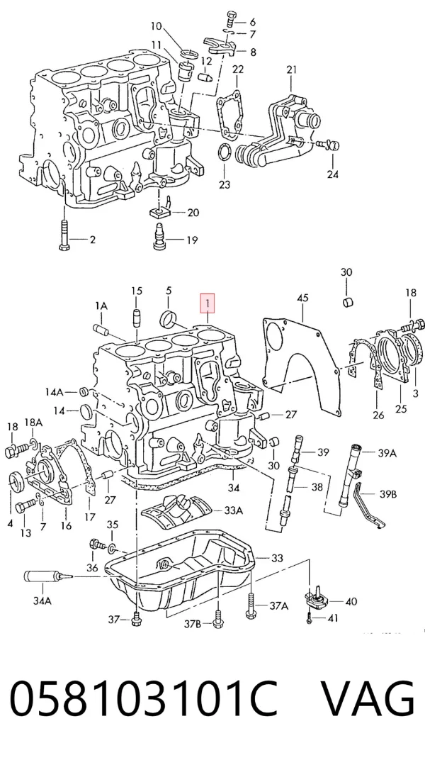 Bloco de cilindros de motor 058103101C VAG