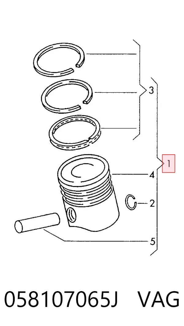 Pistão do kit para 1 cilindro, STD 058107065J VAG